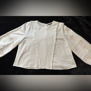 Zara White Lace Trim Blouse